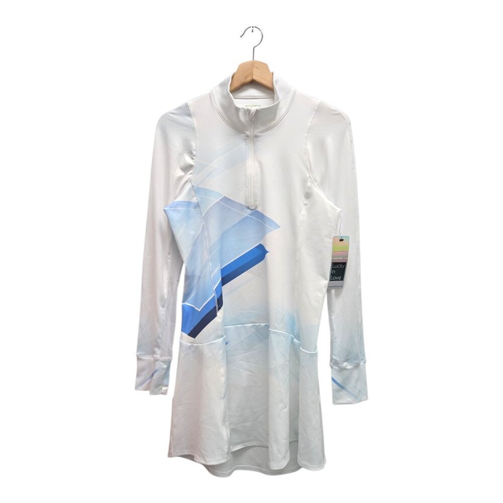 Lucky In Love Women’s Shades Of Blue Long Sleeve Golf Dress Small Multicolor NWT